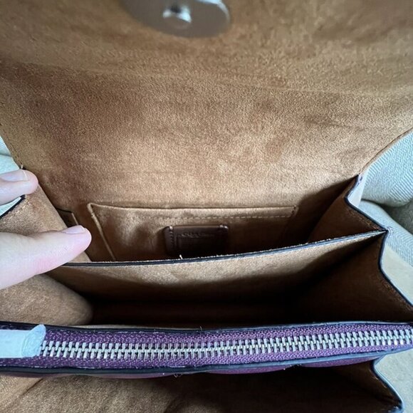 Coach CJ526 Mini Klare Puffy Diamond Quilt Crossbody Deep Berry Handbag Leather - Picture 8 of 8